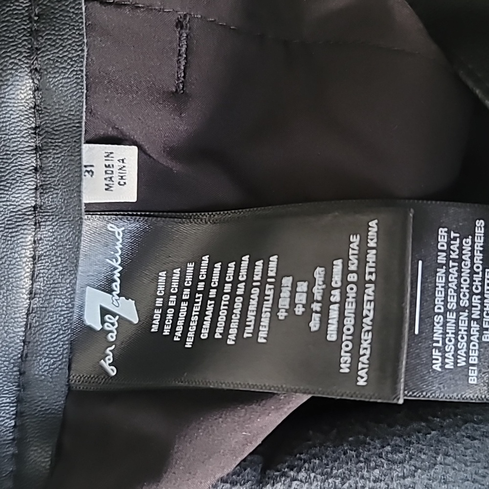 7 For All Mankind Faux Leather Straight Leg Pants, Size 31, Color Black - Picture 10 of 12